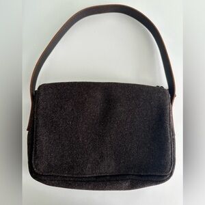 American Eagle Y2K Vintage Womens Handbag Purse Wool Tassel Zip Dark Brown